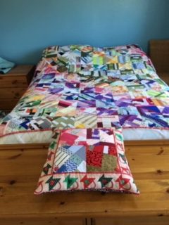 Margaret Currie Raibow quilt and cushion for MacMillan