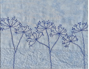 Kantha Cow Parsley with a printed border by Angela Daymond
